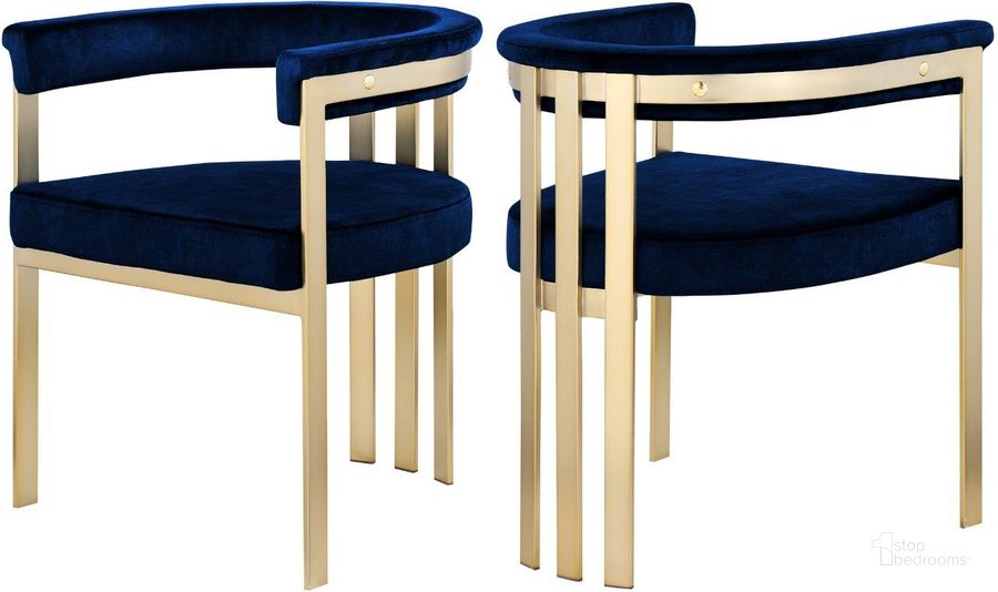 The appearance of Azielle Navy Velvet Dining Chair Set of 2 designed by Furnique in the modern / contemporary interior design. This navy velvet piece of furniture  was selected by 1StopBedrooms from Azielle Collection to add a touch of cosiness and style into your home. Sku: 595Navy-C. Product Type: Dining Chair. Material: Iron. Image1