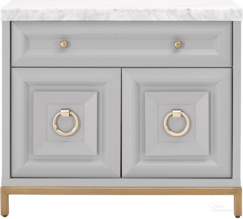 The appearance of Azure Carrera Media Chest 6154.DGR-BGLD/WHT designed by Essentials For Living in the transitional interior design. This gray piece of furniture  was selected by 1StopBedrooms from Azure Collection to add a touch of cosiness and style into your home. Sku: 6154.DGR-BGLD/WHT. Material: Wood. Product Type: Media Chest. Image1