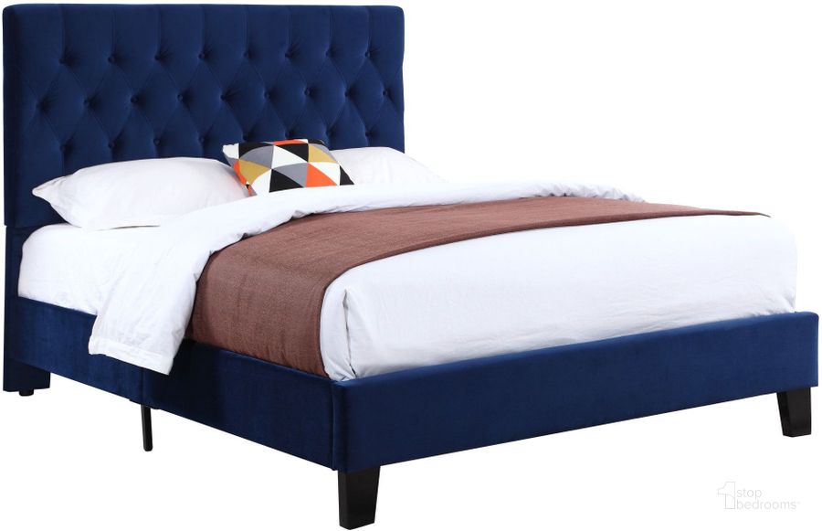 The appearance of Amelia Navy King Upholstered Panel Bed designed by Emerald Home Furnishings in the modern / contemporary interior design. This navy piece of furniture  was selected by 1StopBedrooms from Amelia Collection to add a touch of cosiness and style into your home. Sku: B128-12HBFBR-14. Bed Type: Platform Bed. Material: Polyester. Product Type: Platform Bed. Bed Size: King. Image1