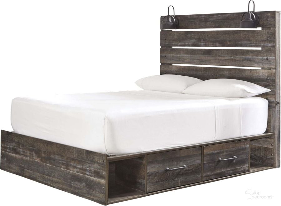 The appearance of Drystan Multi King Panel Bed with Side Storage designed by Signature Design by Ashley in the rustic / southwestern interior design. This multi piece of furniture  was selected by 1StopBedrooms from Drystan Collection to add a touch of cosiness and style into your home. Sku: B211-58;B211-56;B211-160;B100-14. Bed Type: Storage Bed. Material: Wood. Product Type: Storage Bed. Bed Size: King. Image1