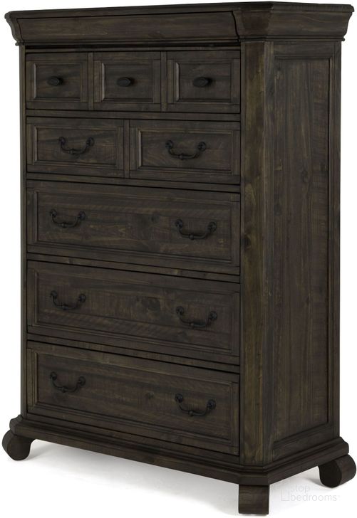 The appearance of Bellamy Peppercorn Drawer Chest designed by Magnussen in the transitional interior design. This brown piece of furniture  was selected by 1StopBedrooms from Bellamy Collection to add a touch of cosiness and style into your home. Sku: B2491-10. Material: Wood. Product Type: Chest. Image1