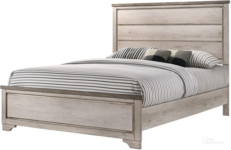The appearance of Crown Mark Patterson Queen Panel Bed in Driftwood Grey designed by Crown Mark in the country / farmhouse interior design. This gray piece of furniture  was selected by 1StopBedrooms from Patterson Collection to add a touch of cosiness and style into your home. Sku: B3050-Q-HBFB;B3050-KQ-RAIL. Bed Type: Panel Bed. Material: Wood. Product Type: Panel Bed. Bed Size: Queen. Image1