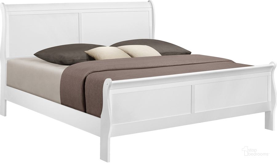 The appearance of Crown Mark Louis Philip Twin Sleigh Bed in White designed by Crown Mark in the traditional interior design. This white piece of furniture  was selected by 1StopBedrooms from Louis Philip Collection to add a touch of cosiness and style into your home. Sku: B3650-T-HBFB;B3650-T-RAIL. Bed Type: Sleigh Bed. Material: Wood. Product Type: Sleigh Bed. Bed Size: Twin. Image1