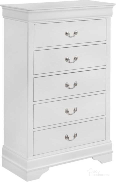 The appearance of Crown Mark Louis Philip Chest in White designed by Crown Mark in the traditional interior design. This white piece of furniture  was selected by 1StopBedrooms from Louis Philip Collection to add a touch of cosiness and style into your home. Sku: B3650-4. Material: Wood. Product Type: Chest. Image1