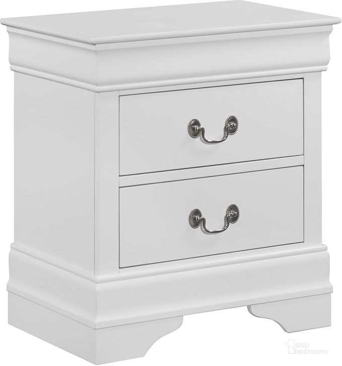 The appearance of Crown Mark Louis Philip Nightstand in White designed by Crown Mark in the traditional interior design. This white piece of furniture  was selected by 1StopBedrooms from Louis Philip Collection to add a touch of cosiness and style into your home. Sku: B3650-2. Material: Wood. Product Type: Nightstand. Image1