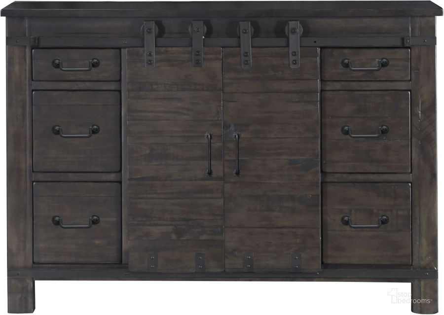 The appearance of Abington Weathered Charcoal Media Chest designed by Magnussen in the transitional interior design. This gray piece of furniture  was selected by 1StopBedrooms from Abington Collection to add a touch of cosiness and style into your home. Sku: B3804-36. Material: Wood. Product Type: Media Chest. Image1