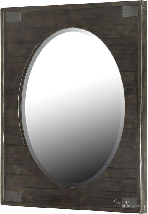The appearance of Abington Weathered Charcoal Portrait Oval Mirror designed by Magnussen in the transitional interior design. This gray piece of furniture  was selected by 1StopBedrooms from Abington Collection to add a touch of cosiness and style into your home. Sku: B3804-43. Material: Wood. Product Type: Accent Mirror. Image1
