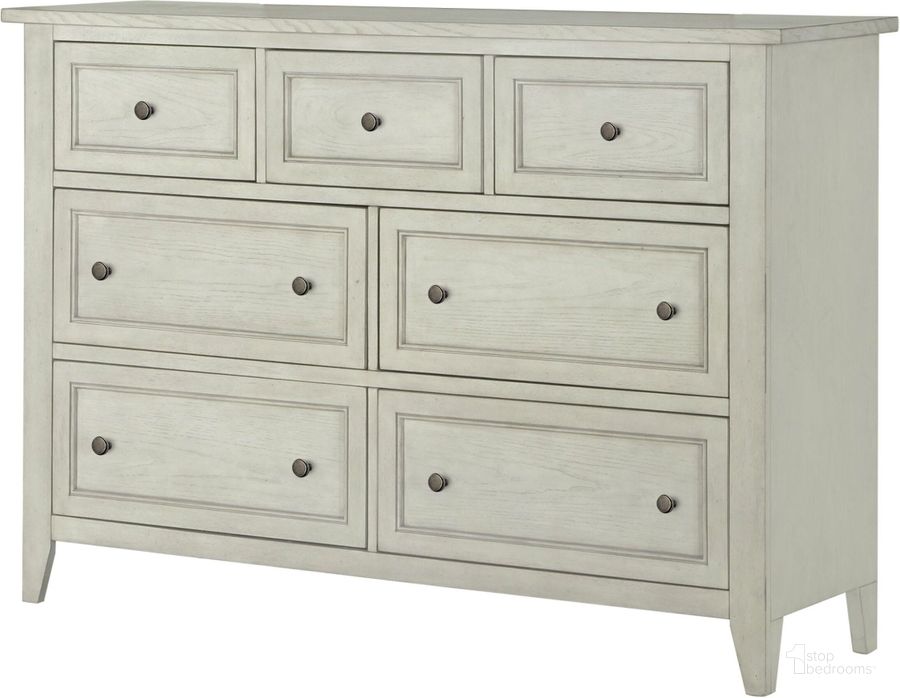 The appearance of Raelynn Weathered White Drawer Dresser designed by Magnussen in the transitional interior design. This white piece of furniture  was selected by 1StopBedrooms from Raelynn Collection to add a touch of cosiness and style into your home. Sku: B4220-20. Material: Wood. Product Type: Dresser. Image1