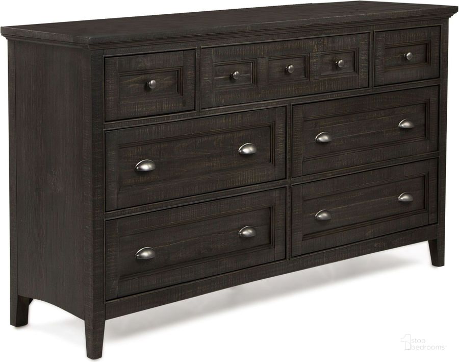 The appearance of Westley Falls Graphite Drawer Dresser designed by Magnussen in the modern / contemporary interior design. This brown piece of furniture  was selected by 1StopBedrooms from Westley Falls Collection to add a touch of cosiness and style into your home. Sku: B4399-20. Material: Wood. Product Type: Dresser. Image1