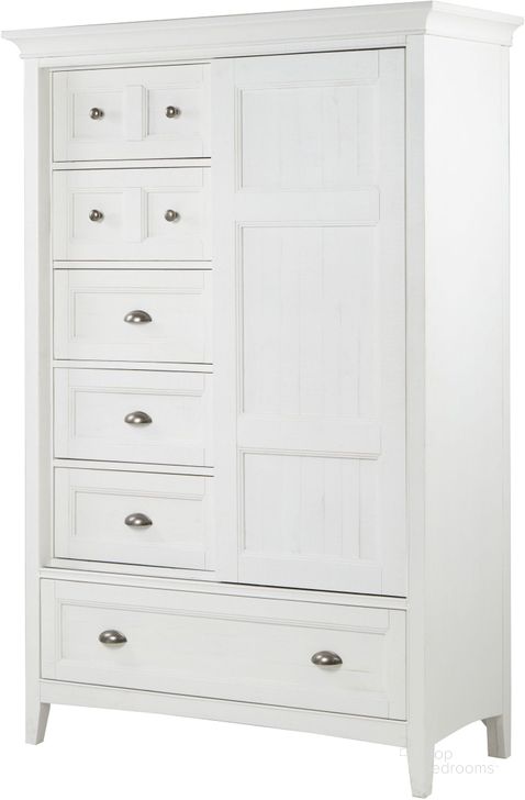 The appearance of Heron Cove Chalk White Door Chest designed by Magnussen in the modern / contemporary interior design. This white piece of furniture  was selected by 1StopBedrooms from Heron Cove Collection to add a touch of cosiness and style into your home. Sku: B4400-13. Material: Wood. Product Type: Chest. Image1