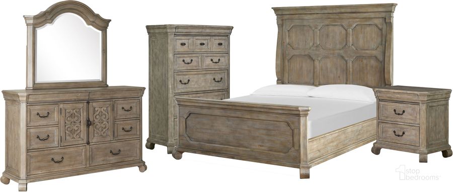 The appearance of Tinley Park Dove Tail Grey Panel Bedroom Set designed by Magnussen in the traditional interior design. This brown piece of furniture  was selected by 1StopBedrooms from Tinley Park Collection to add a touch of cosiness and style into your home. Sku: B4646-54H;B4646-54F;B4646-54R;B4646-07. Bed Type: Panel Bed. Product Type: Panel Bed. Bed Size: Queen. Material: Pine.