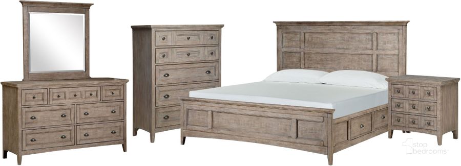 The appearance of Paxton Place Dovetail Grey Panel Storage Bedroom Set designed by Magnussen in the rustic / southwestern interior design. This brown piece of furniture  was selected by 1StopBedrooms from Paxton Place Collection to add a touch of cosiness and style into your home. Sku: B4805-54B;B4805-54F;B4805-54H;B4805-01. Bed Type: Storage Bed. Product Type: Storage Bed. Bed Size: Queen. Material: Pine.