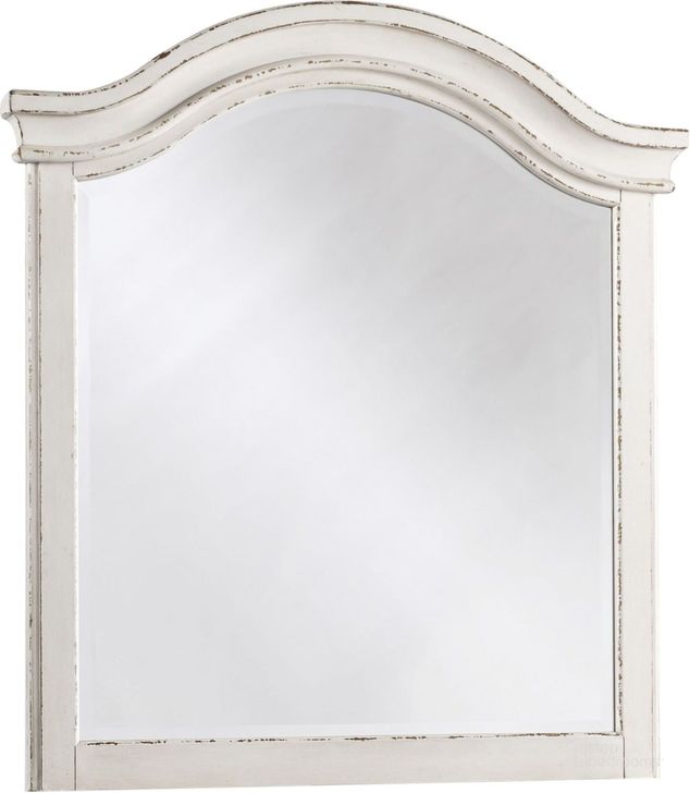 The appearance of Realyn Two Tone Youth Mirror designed by Signature Design by Ashley in the rustic / southwestern interior design. This chipped white piece of furniture  was selected by 1StopBedrooms from Realyn Collection to add a touch of cosiness and style into your home. Sku: B743-26. Material: Glass. Product Type: Dresser Mirror. Image1