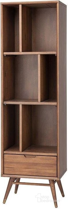 The appearance of Baas Walnut Wood Small Bookcase Shelving designed by Nuevo in the modern / contemporary interior design. This walnut piece of furniture  was selected by 1StopBedrooms from Baas Collection to add a touch of cosiness and style into your home. Sku: HGST118. Material: Wood. Product Type: Bookcase. Image1