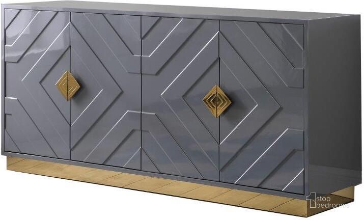 The appearance of Babatunde 65 Inch Wood Sideboard With Gold Accents In Gray designed by Best Master Furniture in the modern / contemporary interior design. This gray piece of furniture  was selected by 1StopBedrooms from Babatunde Collection to add a touch of cosiness and style into your home. Sku: T1946GS. Material: Wood. Product Type: Sideboard. Image1