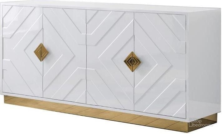 The appearance of Babatunde 65 Inch Wood Sideboard With Gold Accents In White designed by Best Master Furniture in the modern / contemporary interior design. This white piece of furniture  was selected by 1StopBedrooms from Babatunde Collection to add a touch of cosiness and style into your home. Sku: T1946WS. Material: Wood. Product Type: Sideboard. Image1