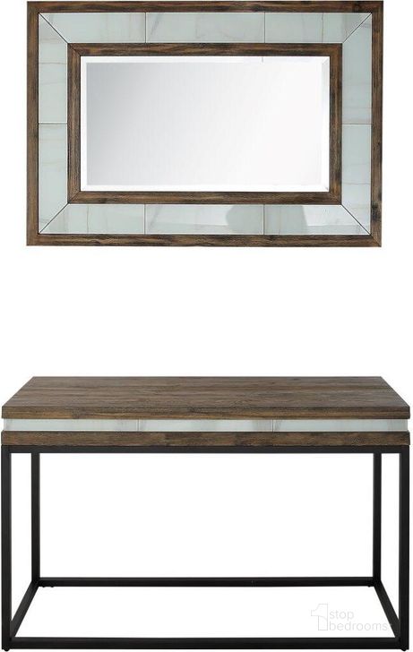 The appearance of Bailey Wall Mirror and Console Table In Brown designed by Camden Isle Furniture in the modern / contemporary interior design. This brown piece of furniture  was selected by 1StopBedrooms from Bailey Collection to add a touch of cosiness and style into your home. Sku: 86639. Material: Wood. Product Type: Console Table. Image1