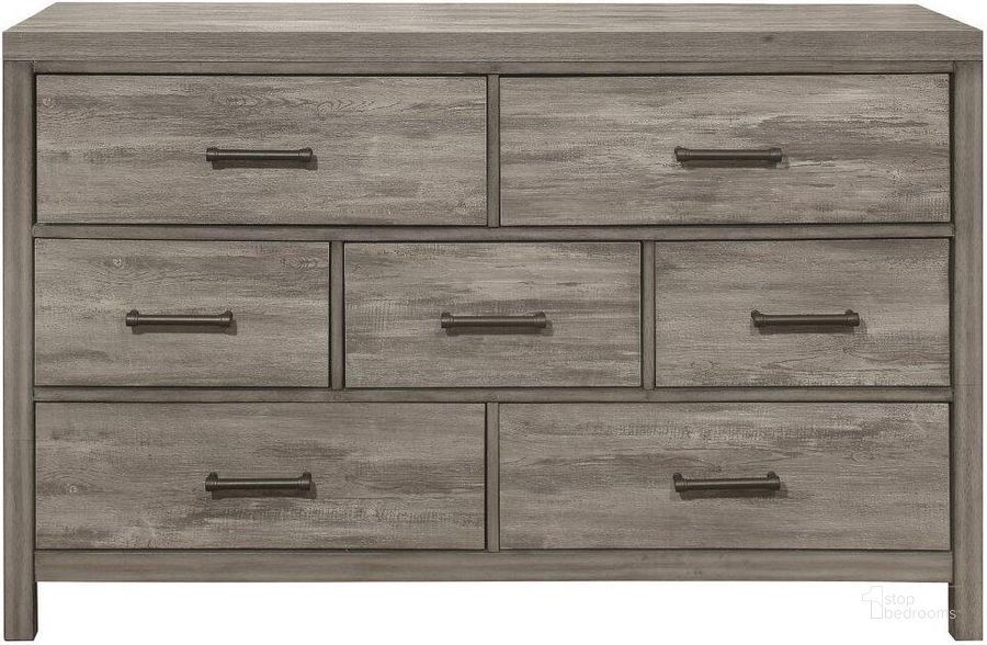 The appearance of Bainbridge Weathered Gray Dresser designed by Homelegance in the transitional interior design. This gray piece of furniture  was selected by 1StopBedrooms from Bainbridge Collection to add a touch of cosiness and style into your home. Sku: 1526-5. Material: Wood. Product Type: Dresser. Image1