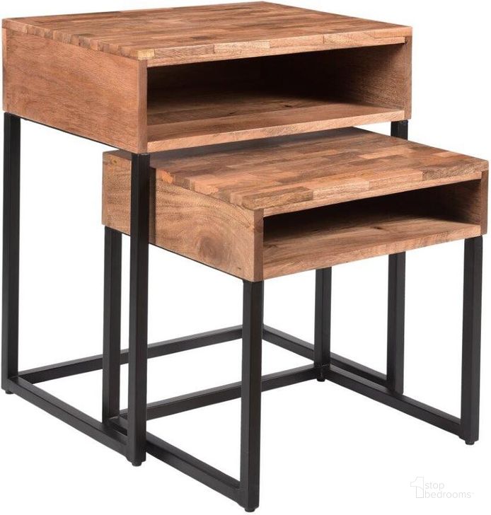 The appearance of BakerS Natural And Black Nesting Tables Set Of 2 designed by Coast to Coast in the transitional interior design. This gray piece of furniture  was selected by 1StopBedrooms from Bakers Collection to add a touch of cosiness and style into your home. Sku: 49517. Material: Wood. Product Type: Nesting Table. Image1