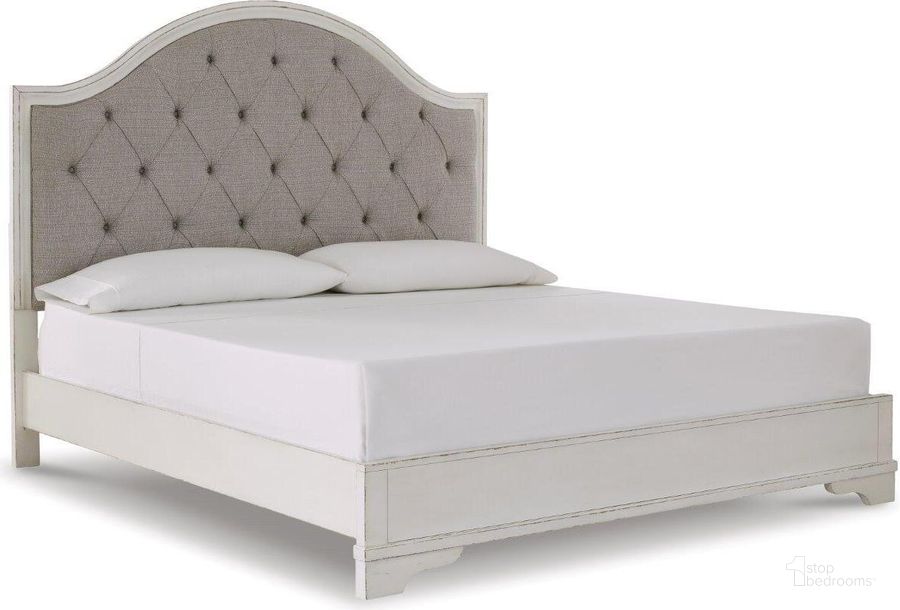 The appearance of Baldev Two-tone California King Panel Bed designed by Windsor Home in the traditional interior design. This two-tone piece of furniture  was selected by 1StopBedrooms from Baldev Collection to add a touch of cosiness and style into your home. Sku: B773-58;B773-94. Bed Type: Panel Bed. Material: Fabric. Product Type: Panel Bed. Bed Size: California King. Image1