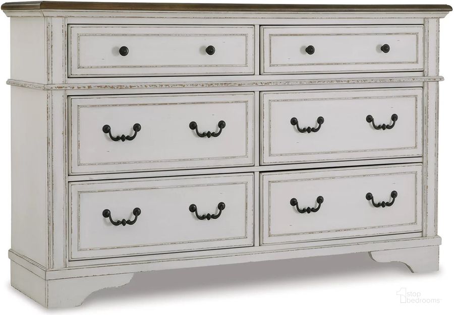 The appearance of Baldev Two-tone Dresser designed by Windsor Home in the traditional interior design. This two-tone piece of furniture  was selected by 1StopBedrooms from Baldev Collection to add a touch of cosiness and style into your home. Sku: B773-31. Material: Wood. Product Type: Dresser. Image1