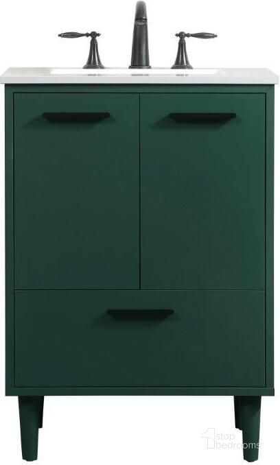 The appearance of Baldwin 24 Inch Bathroom Vanity In Green designed by Elegant Lighting in the transitional interior design. This green piece of furniture  was selected by 1StopBedrooms from Baldwin Collection to add a touch of cosiness and style into your home. Sku: VF47024MGN. Material: Wood. Product Type: Bathroom Vanity. Image1