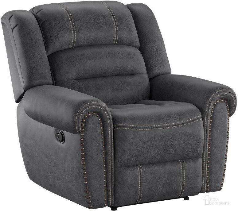 The appearance of Baldwin Gliding Recliner In Slate Gray designed by Emerald Home Furnishings in the traditional interior design. This gray piece of furniture  was selected by 1StopBedrooms from Baldwin Collection to add a touch of cosiness and style into your home. Sku: U7250-04-03. Material: Polyester. Product Type: Recliner. Image1