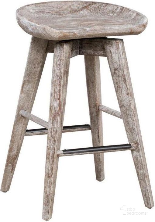 The appearance of Bali 24 Inch Backless Swivel Counter Stool In Barnwood Wire Brush designed by Boraam Industries in the modern / contemporary interior design. This barnwood piece of furniture  was selected by 1StopBedrooms from Bali Collection to add a touch of cosiness and style into your home. Sku: 54224. Material: Wood. Product Type: Barstool. Image1