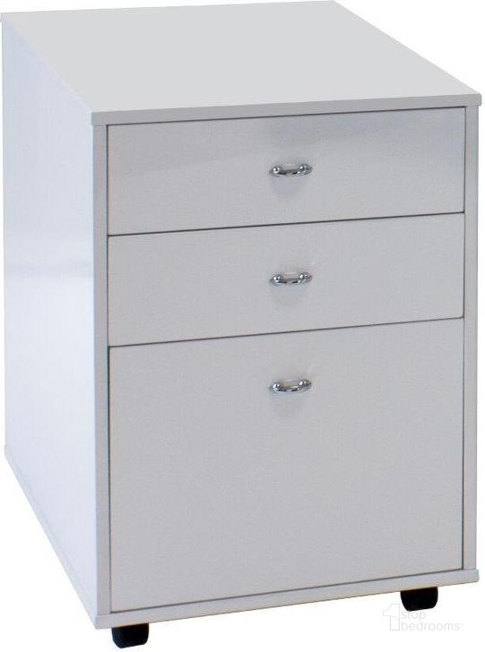 The appearance of Bali White Gloss File Drawer 3 designed by Sharelle Furnishings in the  interior design. This white piece of furniture  was selected by 1StopBedrooms from Bali Collection to add a touch of cosiness and style into your home. Sku: BALI-WG-FILED3. Product Type: Cabinet. Material: Bonded Leather. Image1
