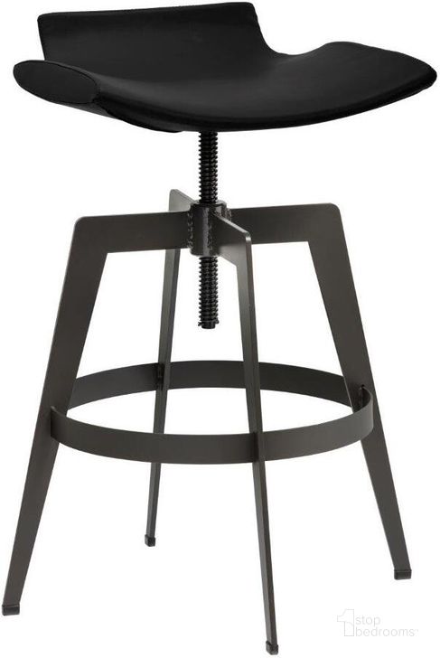 The appearance of Bancroft Onyx Faux Leather Adjustable Bar Stool designed by Sunpan in the modern / contemporary interior design. This black piece of furniture  was selected by 1StopBedrooms from Bancroft Collection to add a touch of cosiness and style into your home. Sku: 101533. Material: Faux Leather. Product Type: Barstool. Image1