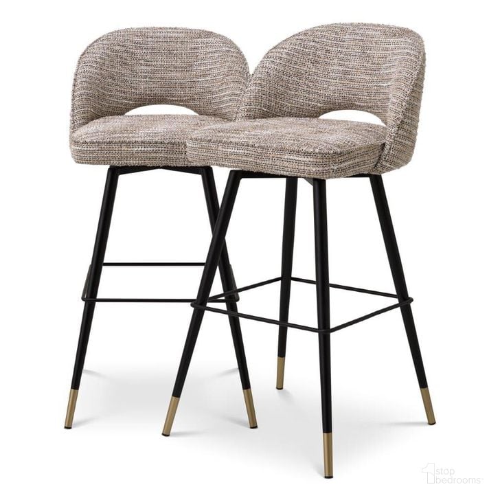 The appearance of Bar Stool In Cliff Mademoiselle Beige Set Of 2 designed by Eichholtz in the modern / contemporary interior design. This beige piece of furniture  was selected by 1StopBedrooms from Cliff Collection to add a touch of cosiness and style into your home. Sku: A115283. Product Type: Barstool. Image1