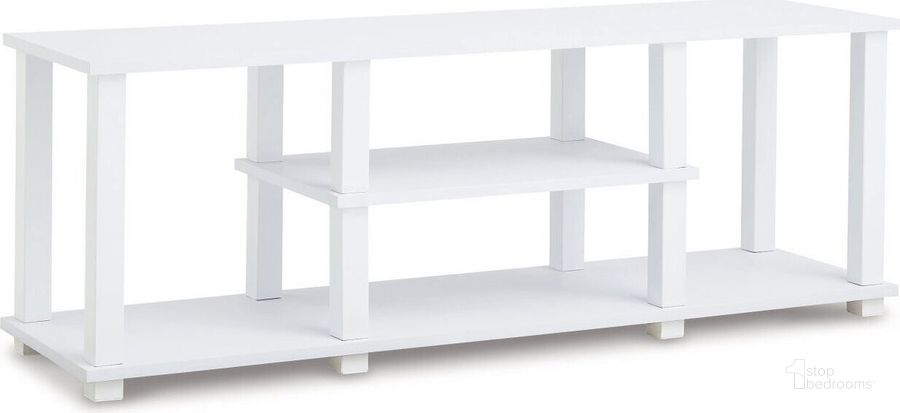 The appearance of Baraga White 48 Inch TV Stand designed by Signature Design by Ashley in the modern / contemporary interior design. This white piece of furniture  was selected by 1StopBedrooms from Baraga Collection to add a touch of cosiness and style into your home. Sku: W410-10. Material: Wood. Product Type: TV Stand. Image1