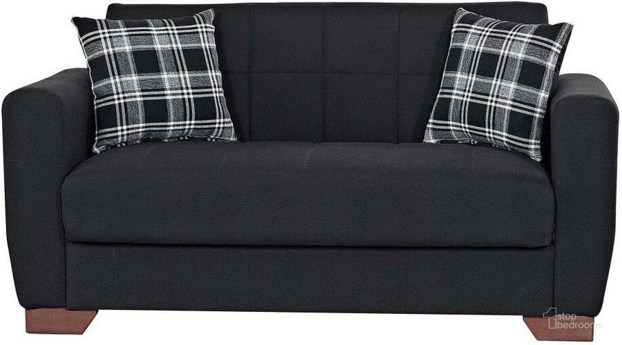 The appearance of Barato Upholstered Convertible Loveseat with Storage In Black BAR-LS-FBLK designed by Casamode in the modern / contemporary interior design. This black granite piece of furniture  was selected by 1StopBedrooms from Barato Collection to add a touch of cosiness and style into your home. Sku: BAR-LS-FBLK. Product Type: Loveseat. Material: Chenille. Image1