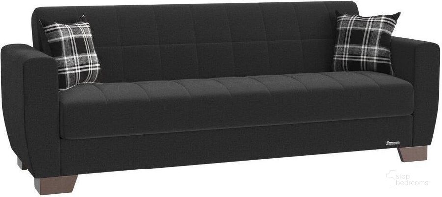 The appearance of Barato Upholstered Convertible Sofabed with Storage In Black BAR-FBLK-SB designed by Casamode in the modern / contemporary interior design. This black granite piece of furniture  was selected by 1StopBedrooms from Barato Collection to add a touch of cosiness and style into your home. Sku: BAR-FBLK-SB. Product Type: Sofa Bed. Material: Chenille. Image1