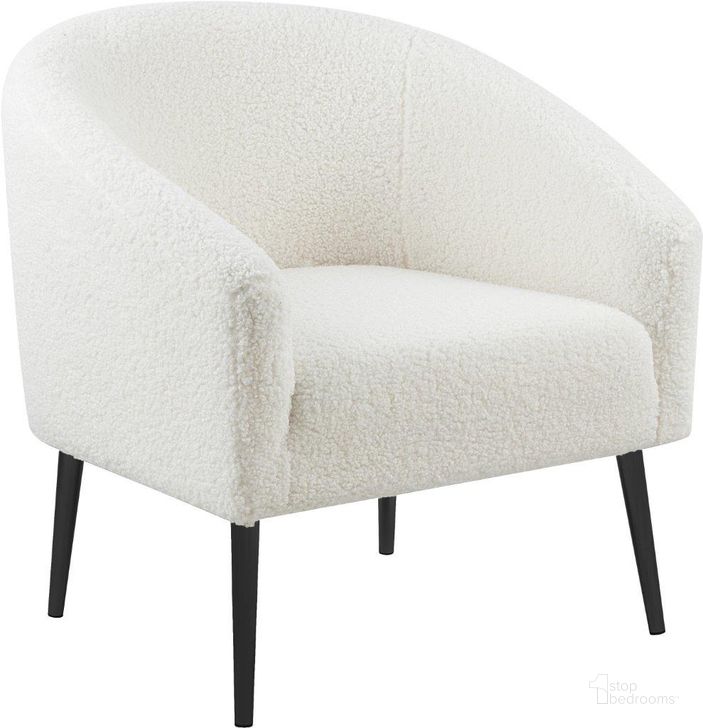 The appearance of Barlow White Faux Sheep Skin Fur Accent Chair Black Legs designed by Meridian in the modern / contemporary interior design. This black piece of furniture  was selected by 1StopBedrooms from Barlow Collection to add a touch of cosiness and style into your home. Sku: 506. Product Type: Accent Chair. Material: Fur. Image1