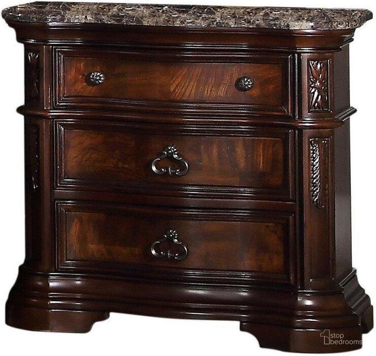 The appearance of Barneys Traditional Wood Bedroom Nightstand In Walnut With Marble Top designed by Best Master Furniture in the traditional interior design. This walnut piece of furniture  was selected by 1StopBedrooms from Barney Collection to add a touch of cosiness and style into your home. Sku: B1003WN. Material: Marble. Product Type: Nightstand. Image1
