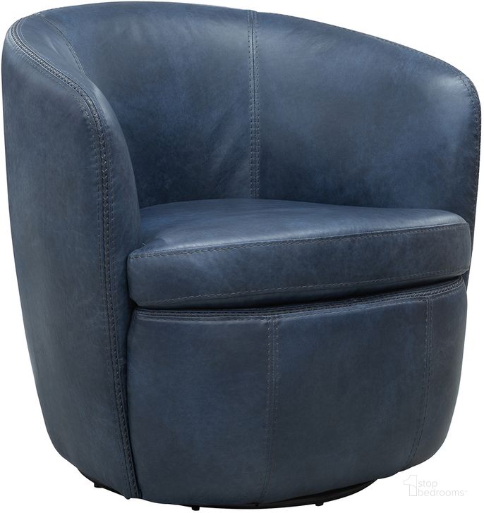 The appearance of Barolo Swivel Club Chair In Blue designed by Parker House in the transitional interior design. This blue piece of furniture  was selected by 1StopBedrooms from Barolo Collection to add a touch of cosiness and style into your home. Sku: SBAR#912S-VGNV. Material: Leather. Product Type: Living Room Chair. Image1