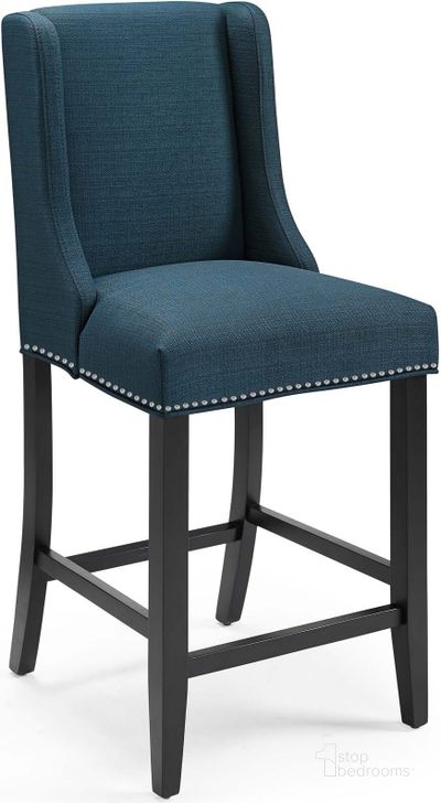 The appearance of Baron Azure Upholstered Fabric Counter Stool designed by Modway in the modern / contemporary interior design. This azure piece of furniture  was selected by 1StopBedrooms from Baron Collection to add a touch of cosiness and style into your home. Sku: EEI-3735-AZU. Material: Wood. Product Type: Barstool. Image1