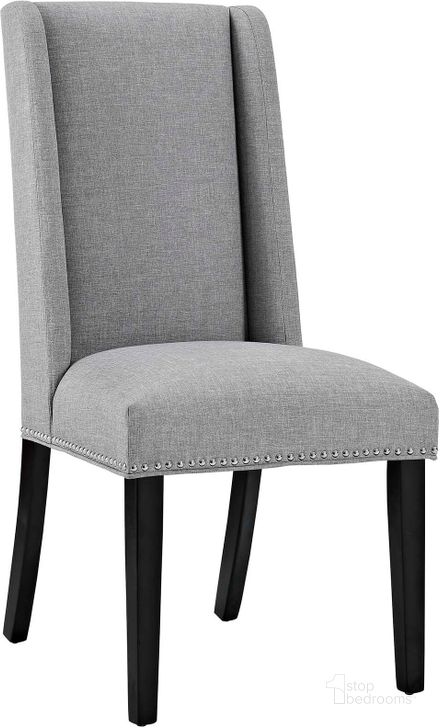 The appearance of Baron Light Gray Fabric Dining Chair designed by Modway in the modern / contemporary interior design. This light gray piece of furniture  was selected by 1StopBedrooms from Baron Collection to add a touch of cosiness and style into your home. Sku: EEI-2233-LGR. Material: Wood. Product Type: Dining Chair. Image1