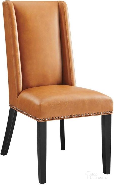 The appearance of Baron Tan Vegan Leather Dining Chair designed by Modway in the modern / contemporary interior design. This tan piece of furniture  was selected by 1StopBedrooms from Baron Collection to add a touch of cosiness and style into your home. Sku: EEI-2232-TAN. Product Type: Dining Chair. Material: Plywood. Image1