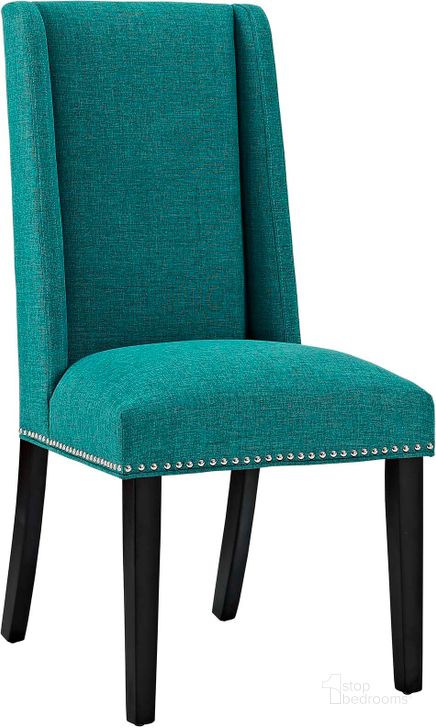 The appearance of Baron Teal Fabric Dining Chair designed by Modway in the modern / contemporary interior design. This teal piece of furniture  was selected by 1StopBedrooms from Baron Collection to add a touch of cosiness and style into your home. Sku: EEI-2233-TEA. Material: Wood. Product Type: Dining Chair. Image1