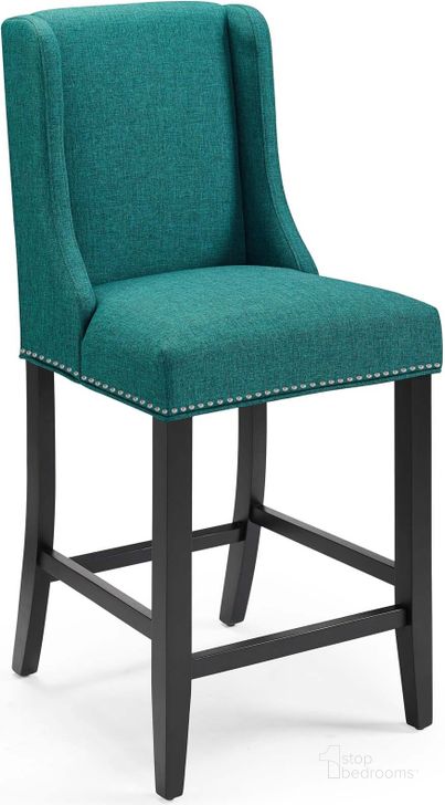The appearance of Baron Teal Upholstered Fabric Counter Stool designed by Modway in the modern / contemporary interior design. This teal piece of furniture  was selected by 1StopBedrooms from Baron Collection to add a touch of cosiness and style into your home. Sku: EEI-3735-TEA. Material: Wood. Product Type: Barstool. Image1