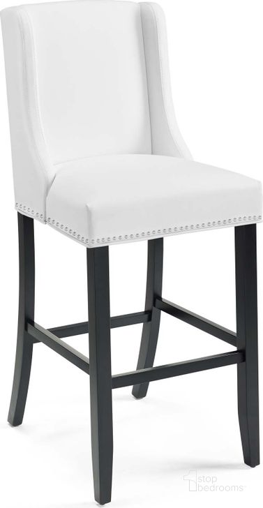 The appearance of Baron White Faux Leather Bar Stool designed by Modway in the modern / contemporary interior design. This white piece of furniture  was selected by 1StopBedrooms from Baron Collection to add a touch of cosiness and style into your home. Sku: EEI-3738-WHI. Material: MDF. Product Type: Barstool. Image1