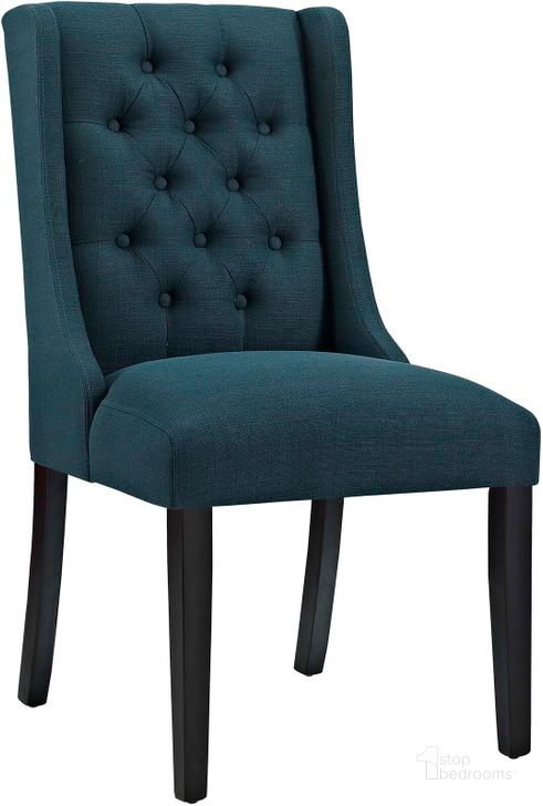 The appearance of Baronet Azure Fabric Dining Chair designed by Modway in the modern / contemporary interior design. This azure piece of furniture  was selected by 1StopBedrooms from Baronet Collection to add a touch of cosiness and style into your home. Sku: EEI-2235-AZU. Material: Wood. Product Type: Dining Chair. Image1