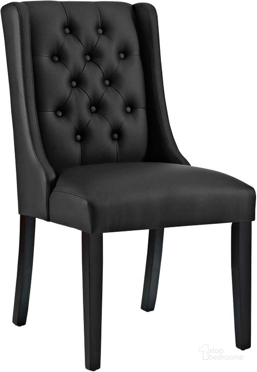 The appearance of Baronet Black Vinyl Dining Chair designed by Modway in the modern / contemporary interior design. This black piece of furniture  was selected by 1StopBedrooms from Baronet Collection to add a touch of cosiness and style into your home. Sku: EEI-2234-BLK. Material: Wood. Product Type: Dining Chair. Image1