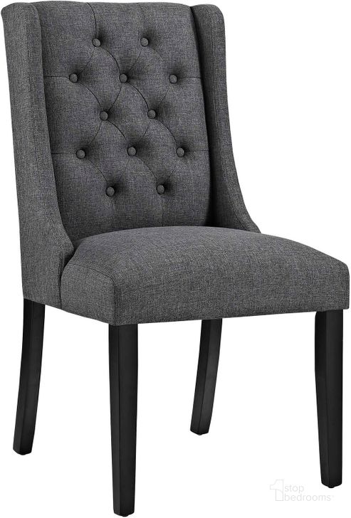 The appearance of Baronet Gray Fabric Dining Chair designed by Modway in the modern / contemporary interior design. This gray piece of furniture  was selected by 1StopBedrooms from Baronet Collection to add a touch of cosiness and style into your home. Sku: EEI-2235-GRY. Material: Wood. Product Type: Dining Chair. Image1