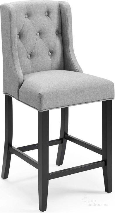 The appearance of Baronet Light Gray Tufted Button Upholstered Fabric Counter Stool designed by Modway in the modern / contemporary interior design. This light gray piece of furniture  was selected by 1StopBedrooms from Baronet Collection to add a touch of cosiness and style into your home. Sku: EEI-3739-LGR. Material: Wood. Product Type: Barstool. Image1