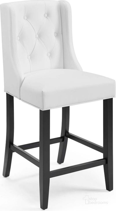 The appearance of Baronet White Tufted Button Faux Leather Counter Stool designed by Modway in the modern / contemporary interior design. This white piece of furniture  was selected by 1StopBedrooms from Baronet Collection to add a touch of cosiness and style into your home. Sku: EEI-3740-WHI. Material: Wood. Product Type: Barstool. Image1