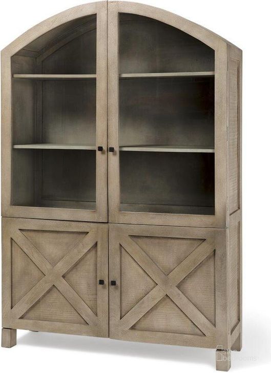 The appearance of Barrett Brown Solid Wood Display Cabinet designed by Mercana in the country / farmhouse interior design. This brown piece of furniture  was selected by 1StopBedrooms from Barrett Collection to add a touch of cosiness and style into your home. Sku: 67799. Material: Wood. Product Type: Curio Cabinet. Image1