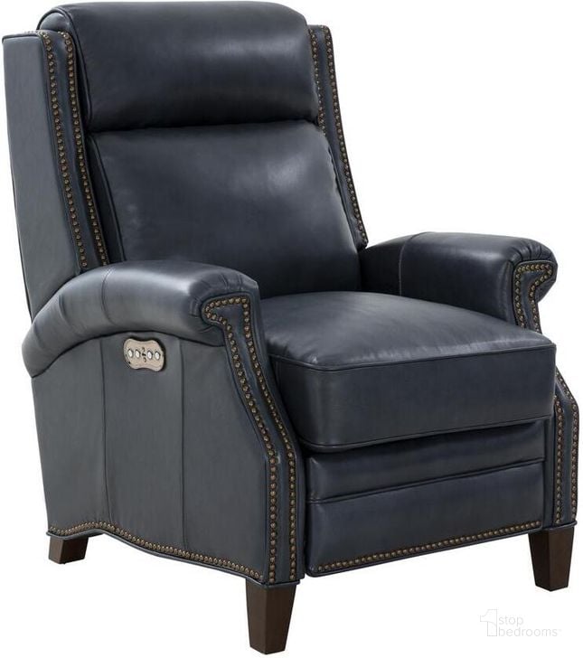 The appearance of Barrett Power Recliner With Power Head Rest In Barone Navy Blue designed by BarcaLounger in the modern / contemporary interior design. This navy blue piece of furniture  was selected by 1StopBedrooms from Barrett Collection to add a touch of cosiness and style into your home. Sku: 9PH3286570845. Material: Leather. Product Type: Recliner. Image1